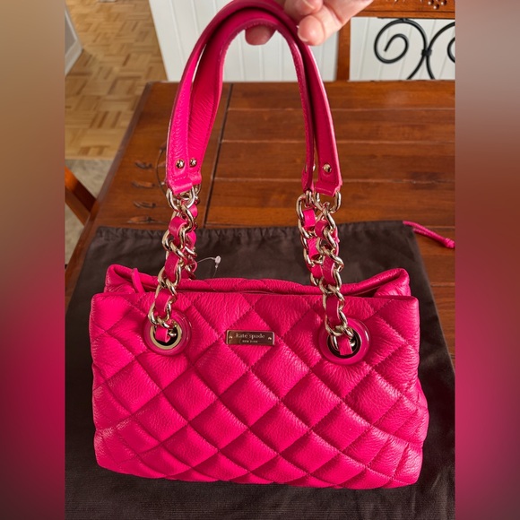 Kate Spade vibrant pink Quilted Women's Bag with original Brown bag - Picture 2 of 14